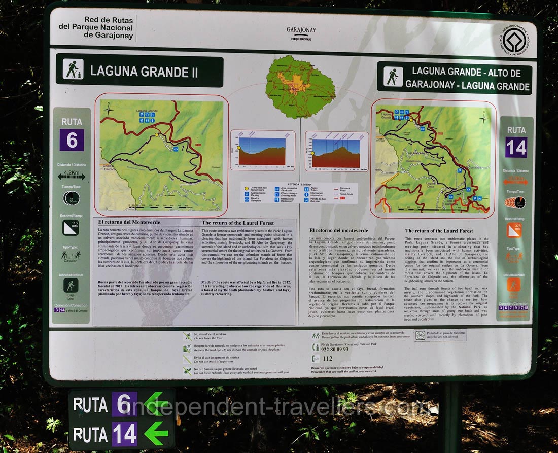 The route network is on the map of Garajonay National Park