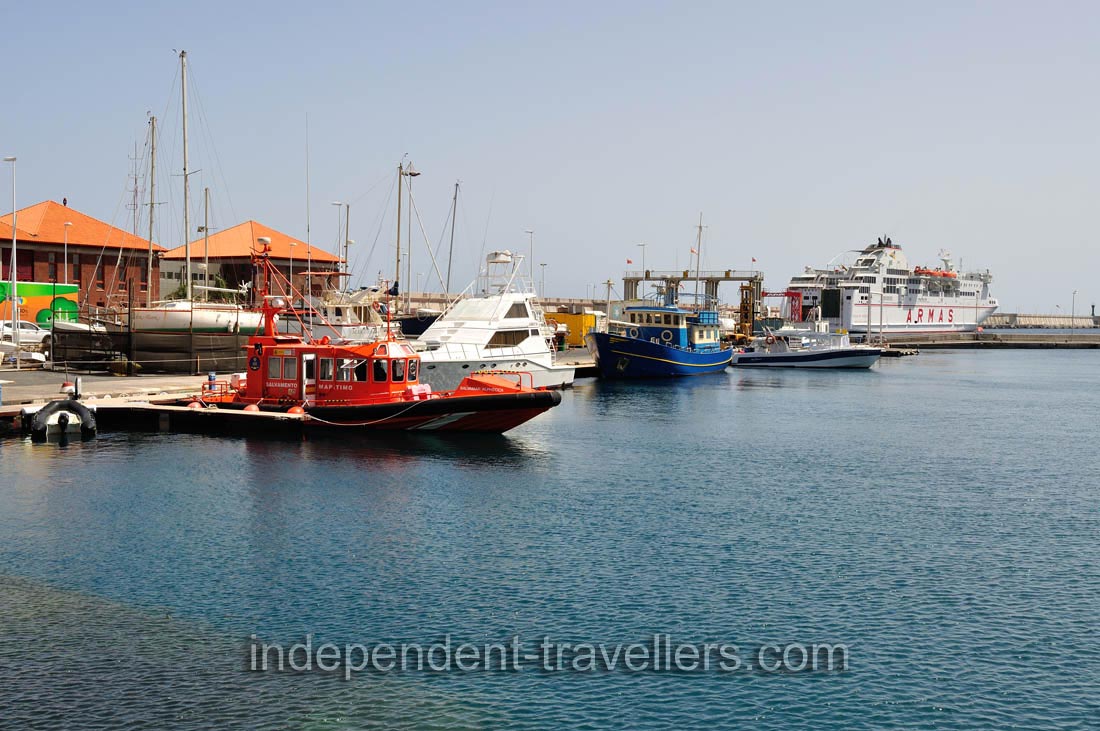 Naviera Armas is docked at &ldquo;Embarque A&rdquo; in the port of San Sebastián de La Gomera