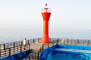A tiny lighthouse is installed at Los Cristianos ferry terminal