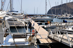 Marina la Gomera in the port of San Sebastián de La Gomera is full of sea-boats and yachts