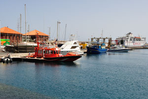 Naviera Armas is docked at “Embarque A” in the port of San Sebastián de La Gomera