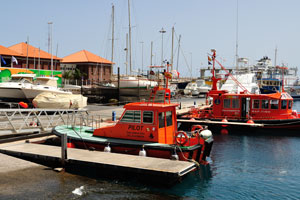The sea-boat named “PILOT” is docked in Marina la Gomera