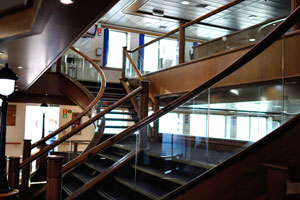 Wooden staircases are varnished in Volcán de Taburiente ferry