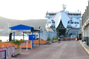 Volcán de Taburiente ferry is docked at Los Cristianos ferry terminal