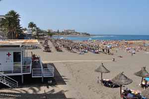 Playa de Troya beach as seen from above