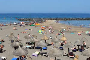 Playa Honda beach is on the left, Playa de Troya beach is on the right
