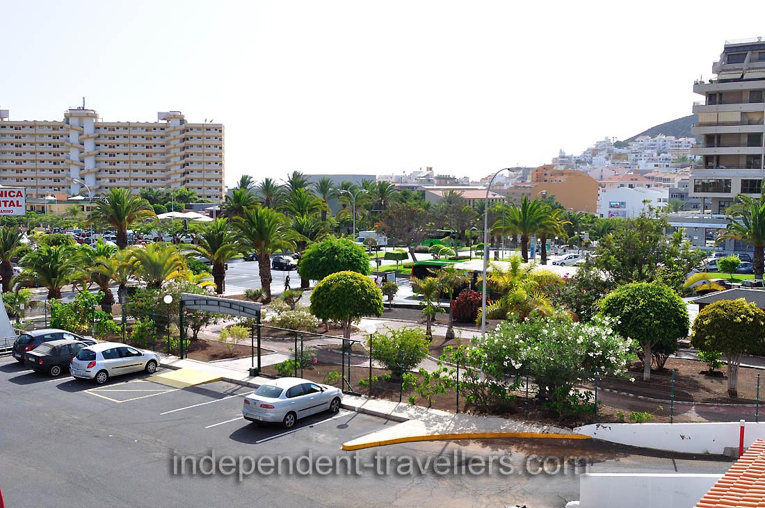 The entrance to the &ldquo;San Marino&rdquo; apartment complex from Los Cristianos bus station as seen from the interior balcony of apartment where we stayed