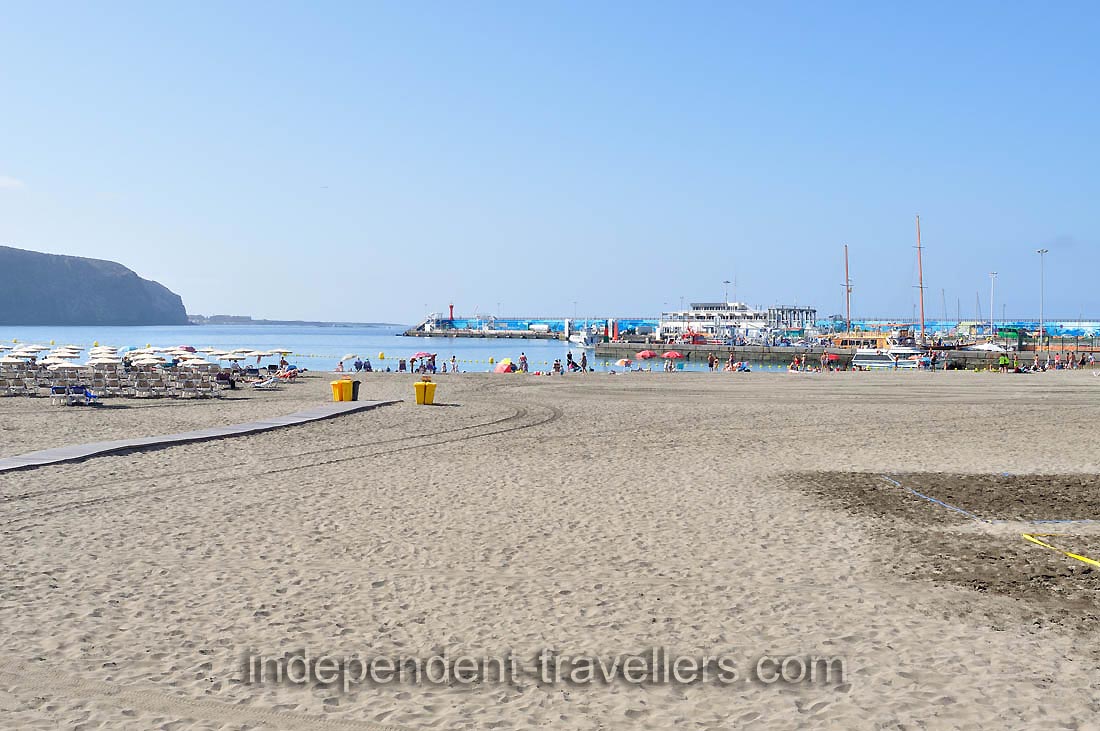 Los Cristianos ferry terminal as seen from Playa de Los Cristianos beach