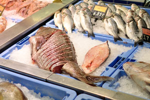 Fish is for sale at Mercadona supermarket