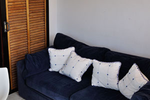 This is the sofa in the interior balcony of apartment where we stayed in the “San Marino” apartment complex
