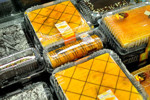 Cakes are for sale in Mercadona supermarket in “Centro Comercial Parque Santiago 6” shopping mall