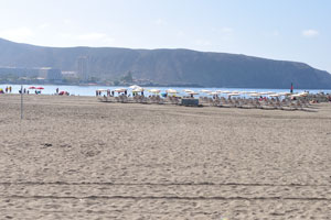 Playa de Los Cristianos beach as seen from Plaza de La Pescadera