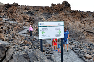 The information board shows directions both to the crater of Mount Teide “Route #10” and to the Mirador La Fortaleza observation deck “Route #11”