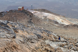 In this photo you can see where all three routes start from Teide Cable Car upper station