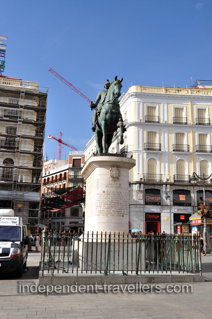 The equestrian statue of King Charles III