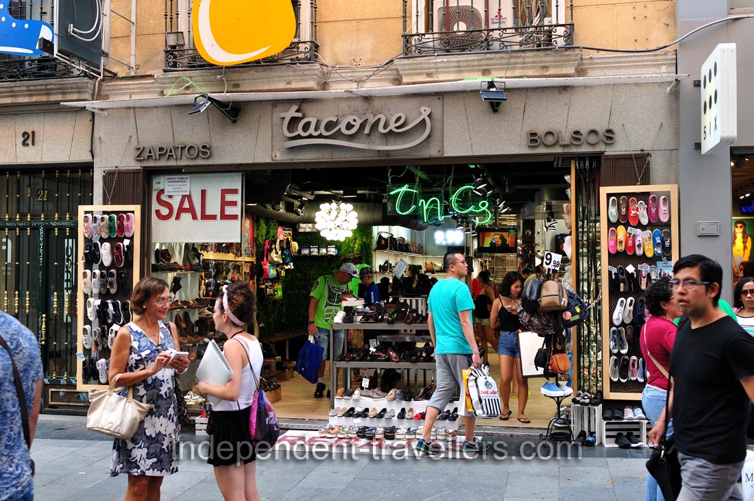 One of the shoe stores is on Calle de Preciados street