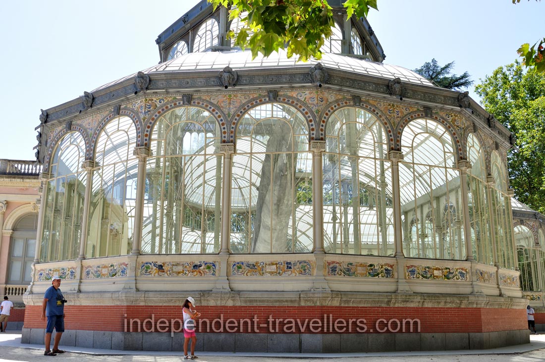 The Crystal Palace is a glass and metal structure located in the park