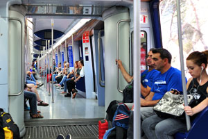 The subway carriage's interior (Madrid metro blue line #10)
