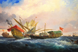 Naval battle of Gibraltar (April 4, 1340) by Antonio Brugada “1852” (oil on canvas)