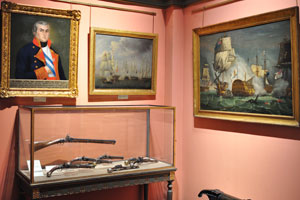 “The Battle of Cape St. Vincent” canvas is on the right