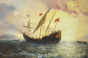 Dawn of America “October 12, 1492” by Antonio Brugada (oil on canvas)