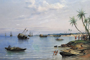“Hernán Cortés scuttles his ships” (1519) by Rafael Monleon y Torres (1887)