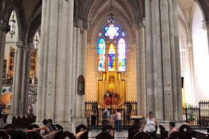 The Neo-Gothic interior of the Almudena cathedral is uniquely modern, with chapels and statues of contemporary artists