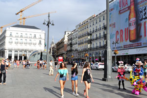 Puerta del Sol public square is one of the best known and busiest places in the city