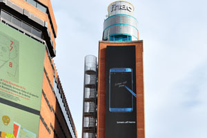 FNAC building is situated on Plaza del Callao square near El Corte Inglés department store