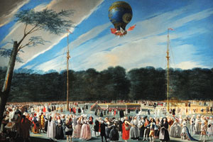 “Ascent of a Montgolfier Balloon at Aranjuez” by Antonio Carnicero