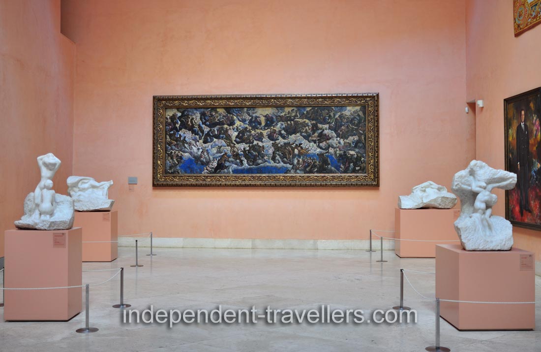 Christ and the Magdalene &ldquo;1905&rdquo; by Auguste Rodin is on the right, The Paradise by Tintoretto (Jacopo Robusti) is in the center