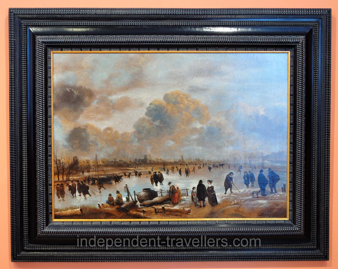 Winter Landscape with Skaters on a Frozen Waterway &ldquo;1650 - 1655&rdquo; by Aert van der Neer