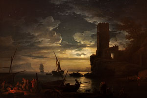 Night: a Mediterranean Coast Scene with Fishermen and Boats “1753” by Claude-Joseph Vernet