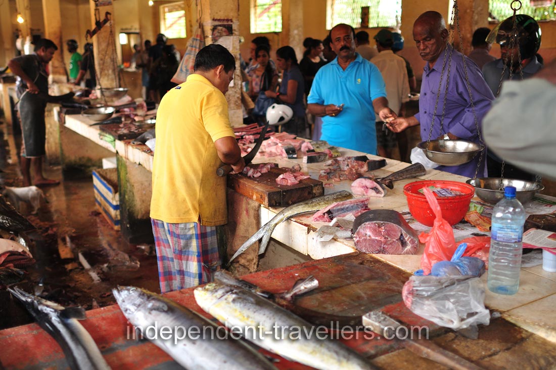 Fish is for sale on the upper floor