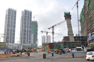The construction site of the Cinnamon Life Colombo apartment complex