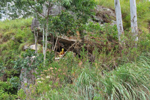 Rawana Ella Forest Monastery Buddhist temple is hidden under the rock