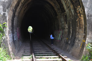 The railway tunnel is quite short