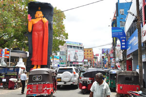 The statue of Buddha is located on Main street