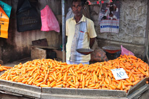Carrot costs 40 Sri Lankan rupees for 250 grams