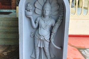 A statue is in the area of the Sri Sudharmarama Purana Viharaya buddhist temple