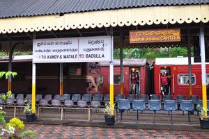 Peradeniya Junction railway station suggests two options: “Kandy and Matale”, “Badulla”