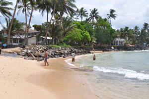 Mirissa beach in the area of Rock island