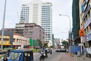 Colombo road as seen from LB Finance Circle historical landmark