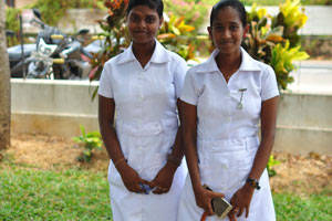 Two young girls struck poses in Jaffna