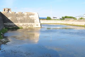 A broad water moat of Jaffna Fort