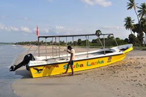 The boat belongs to Scuba Lanka dive shop