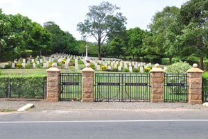 The entrance gates of the war cemetery
