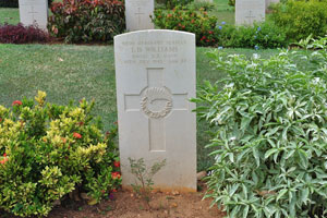 The headstone for Ordinary Seaman L.D. Williams, Royal N.Z. Navy, age 22