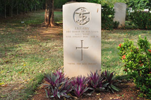 The headstone for Able Seaman J.B.S. Cox, H.M.S. “Wave”, age 19