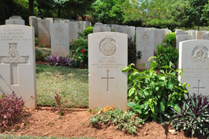 The headstone for Lance Corporal D.V. Jones, a Royal Marine engineer